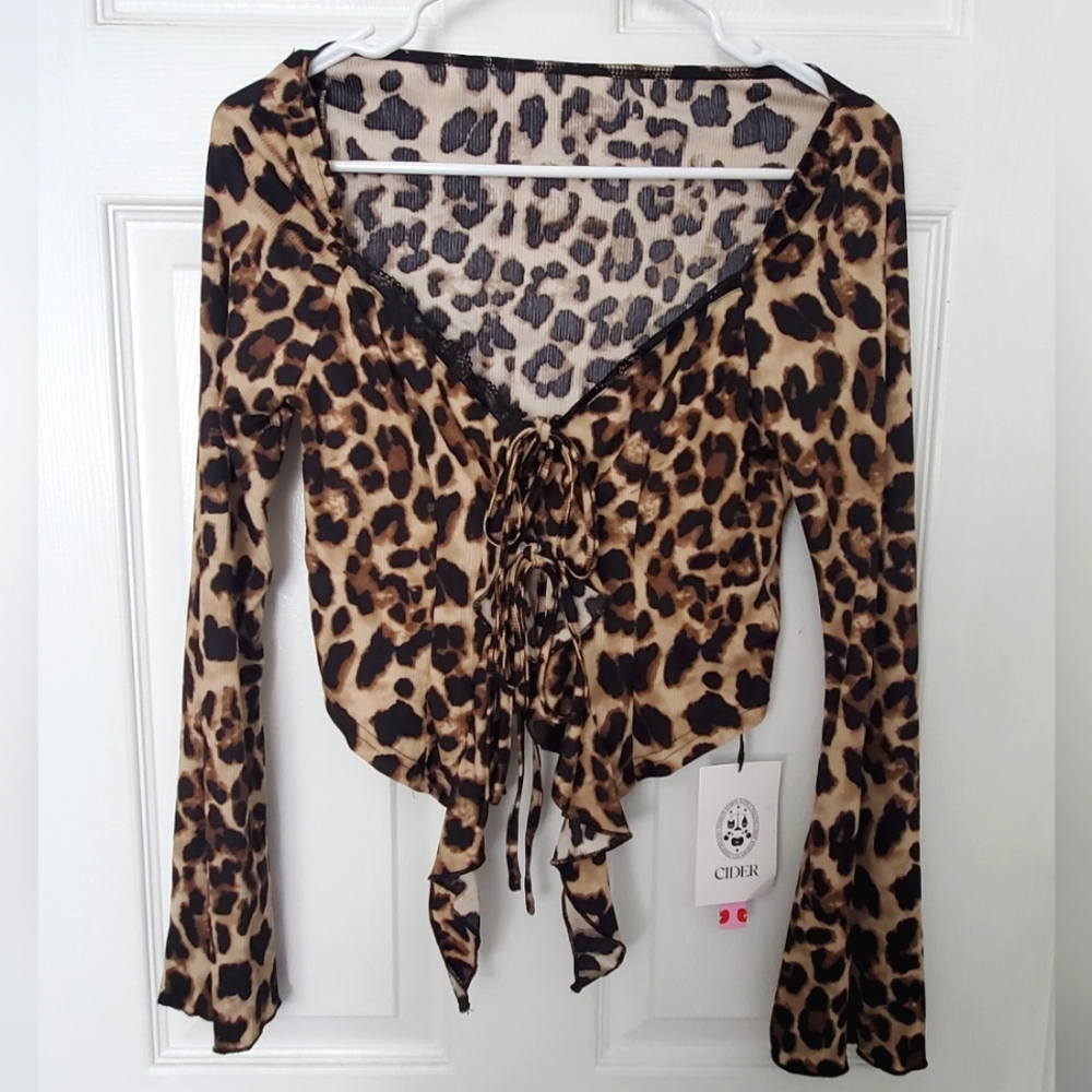 Cider Ruffled Leopard Top